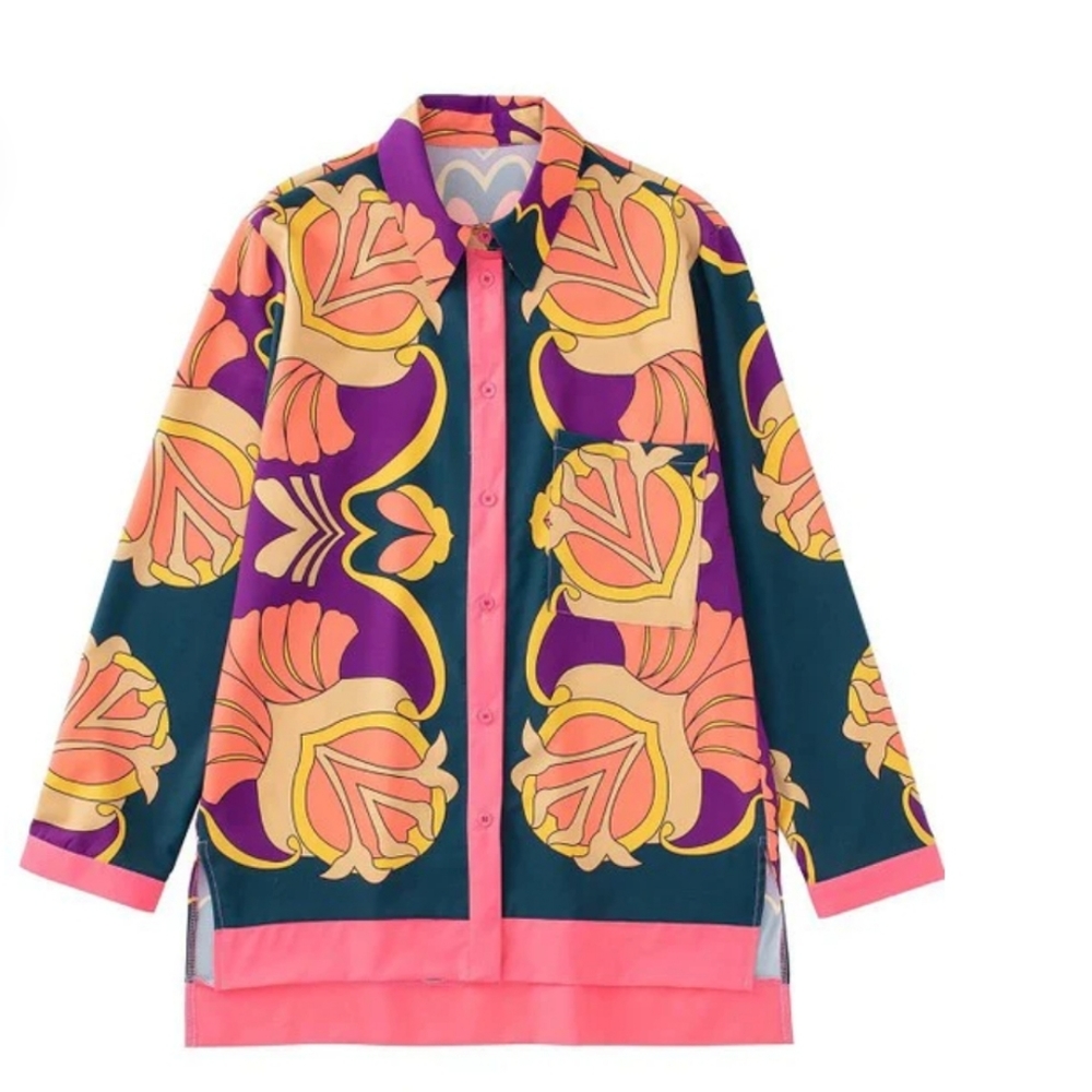 Coral print blouse